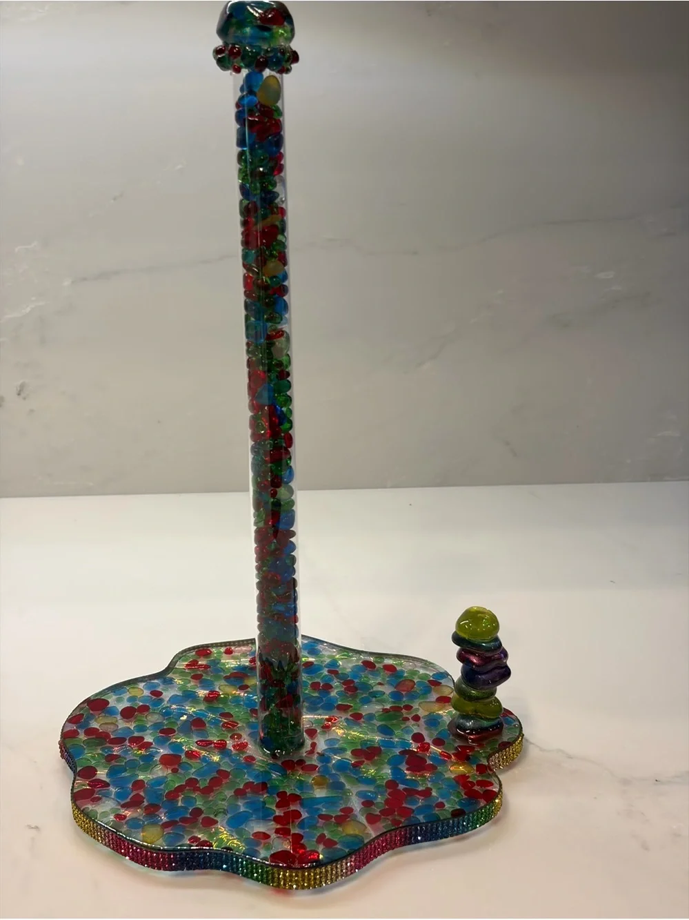 Multicolor Glass Bead Paper Towel Holder - Decorative Home Accent
